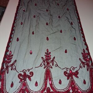 Antique 1930s Art Deco Beaded Shawl – Heavy Glass Bead & Sequin Evening Wrap –